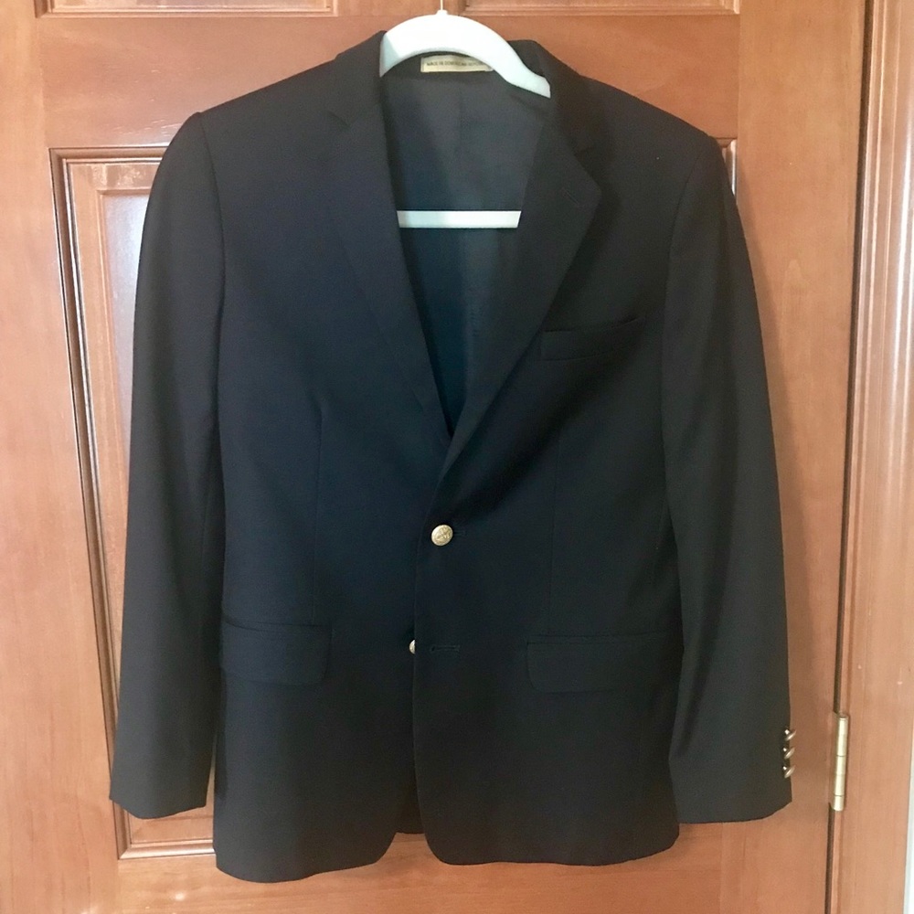 Navy blue blazer gold buttons